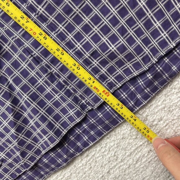Tommy Hilfiger Dress Button Up Dress Shirt Mens L Purple Plaid Long Sleeve - Picture 7 of 11